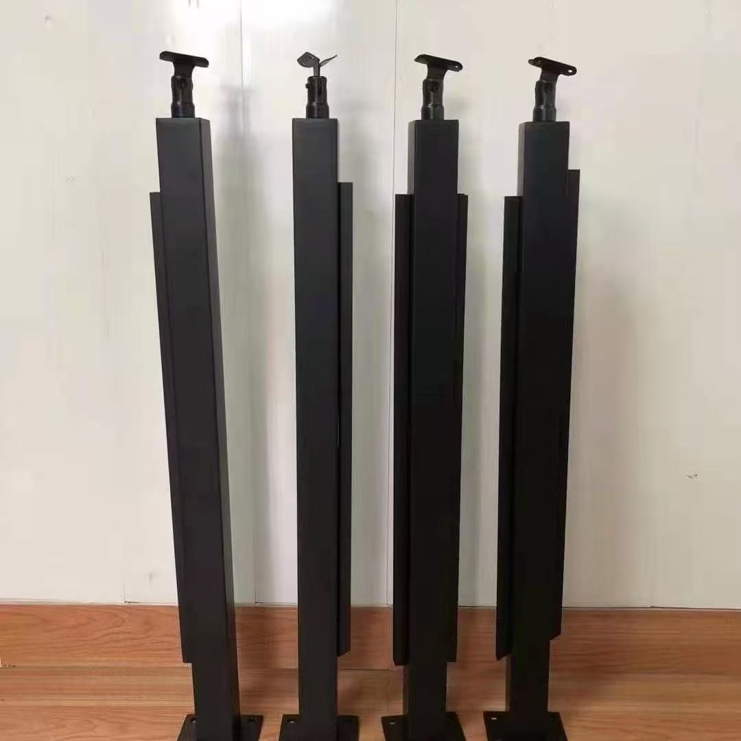 semi frameless glass railing with external glass clamps, post glass railing, outer slot post semi frameless glass railing with external glass clamps, post glass railing, outer slot post